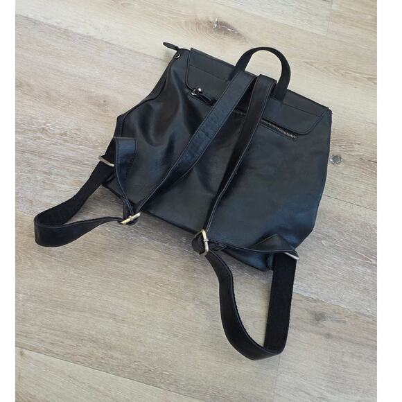 Joy Susan Colette Black Vegan Faux Leather Large Backpack Purse Basic Minimalist main image 5